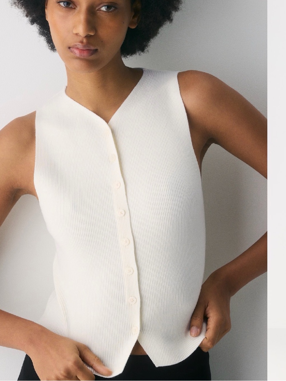Wilfred Cream Ribbed V-Neck Button Cardigan